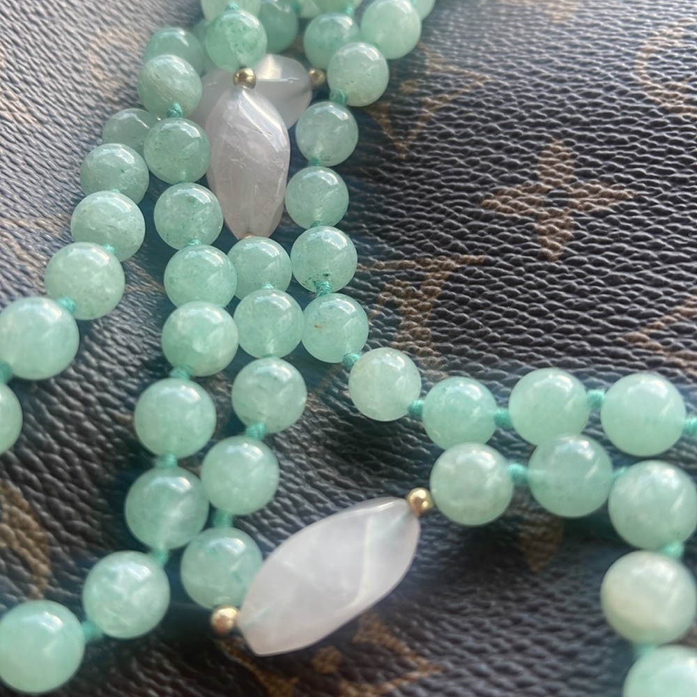 JADE NECKLACE ROSE QUARTZ - Picture 2 of 2